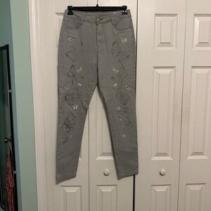 🦋 Gray Butterfly Embroidered Jeans